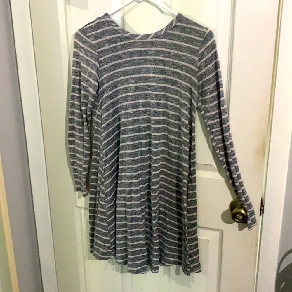 Gray and light pink striped dress